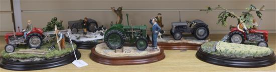 Five Border Fine Arts models of tractors